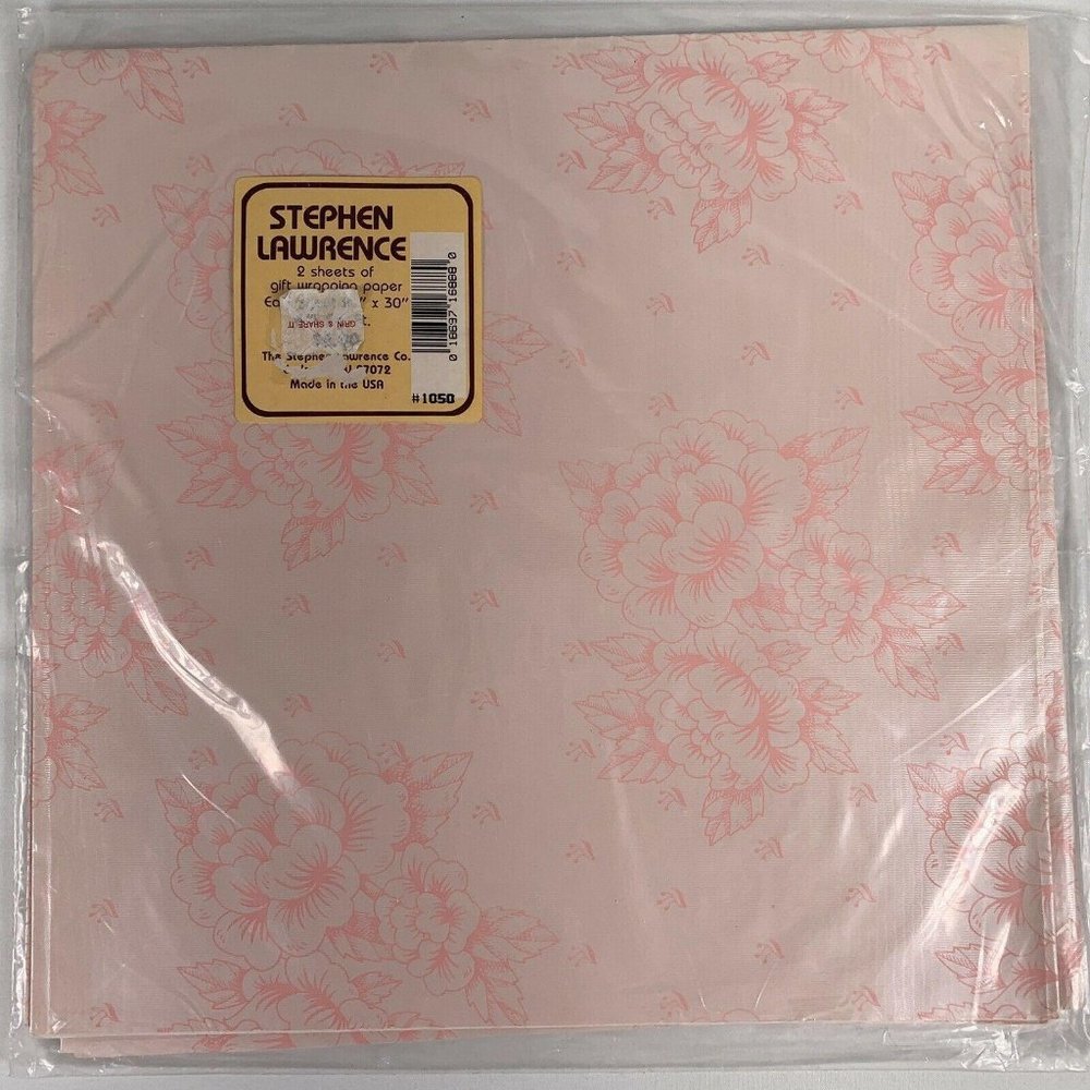 Stephen Lawrence Pink Floral Textured Gift Wrap Sheets 20" x 30" Wrapping Paper
